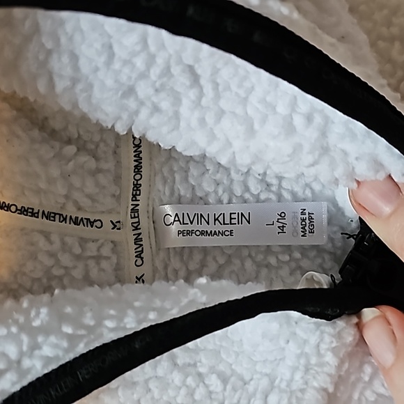 STUNNING CALVIN KLEIN WHITE FLEECE SHERPA HOODIE JACKET - Picture 3 of 8